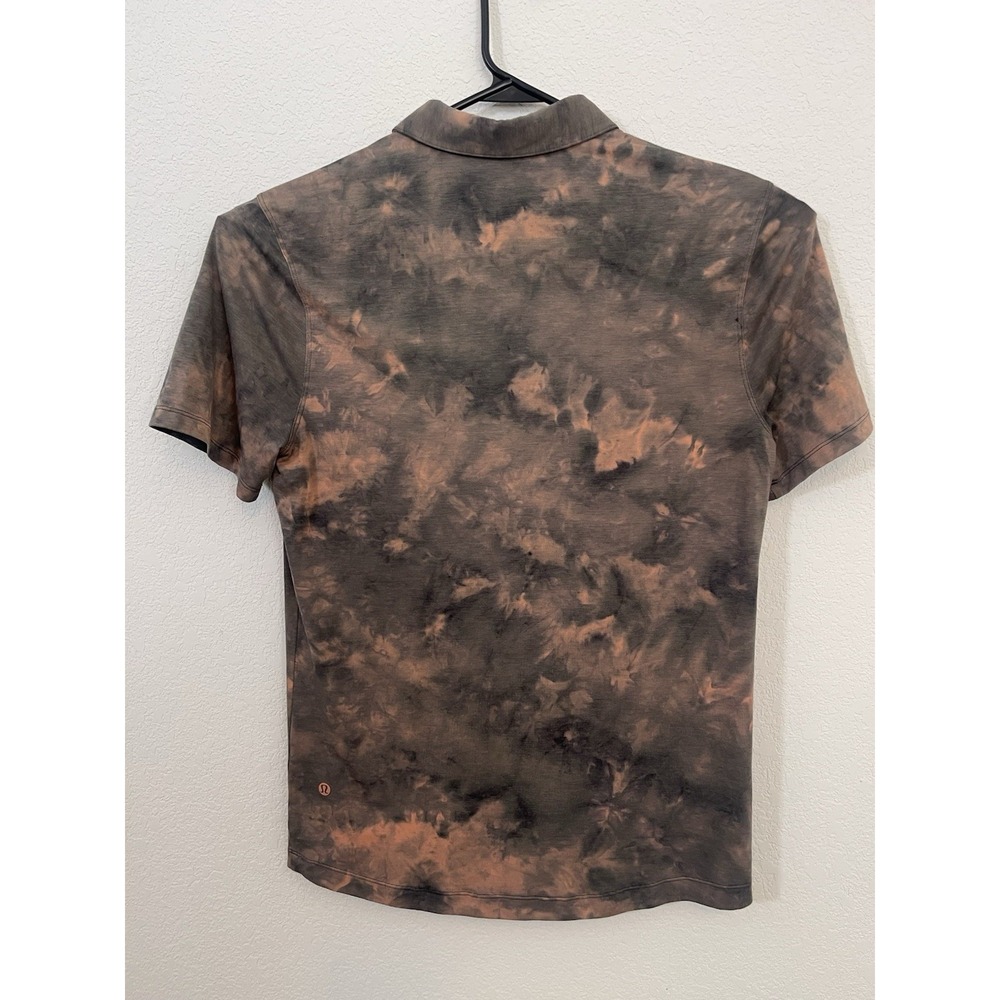 Lululemon Polo Shirt Mens Small Brown Black Tie Dye Evolution Performance Golf - Picture 7 of 9